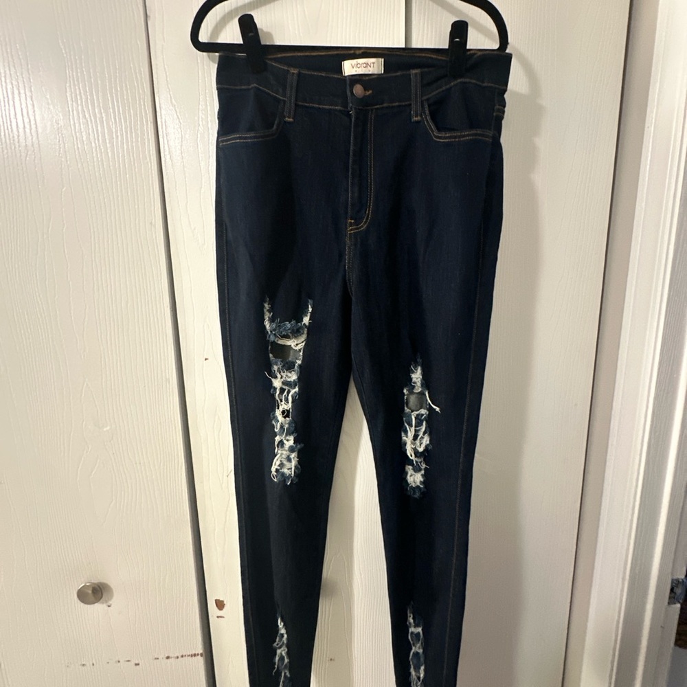 Plus Size! EXTRA STRETCH Women's Distressed Blue Jeans